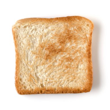Beyaz arka plan üzerinde izole tost dilim kapatın. Üstten görünüm.