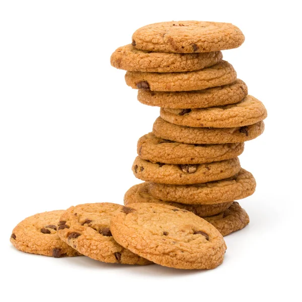Stacked Chocolate chip cookies isolated on white background. Swe — Stock Photo, Image