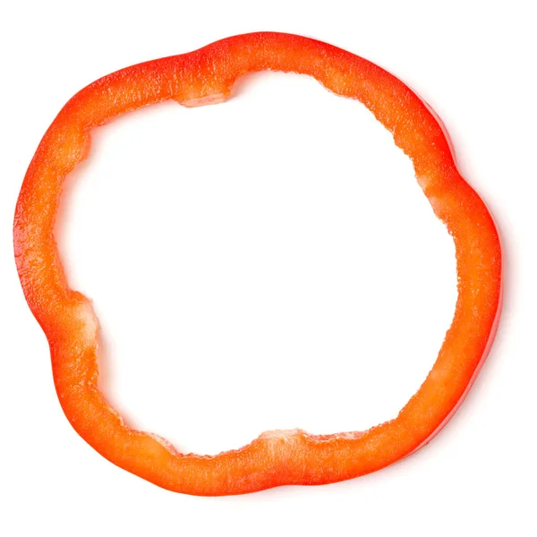 Red pepper slice isolated on white background cutout. Top view, — Stock Photo, Image