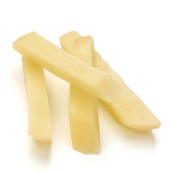 Raw Potato sliced strips prepared for French fries isolated on w — Stock Photo, Image