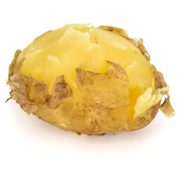 Een gekookte geschilde aardappel geïsoleerd op een witte achtergrond knipsel — Stockfoto