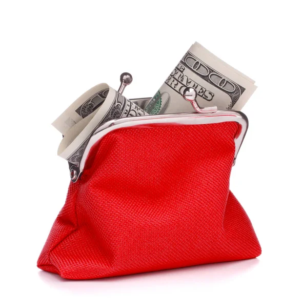 Red cash wallet isolated over white background. Charge purse wit — Stock Photo, Image