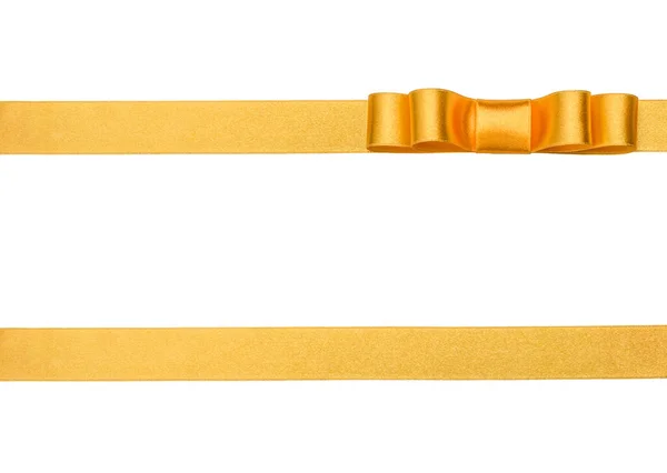 Festive golden gift ribbon and bow isolated on white background — Stock Photo, Image