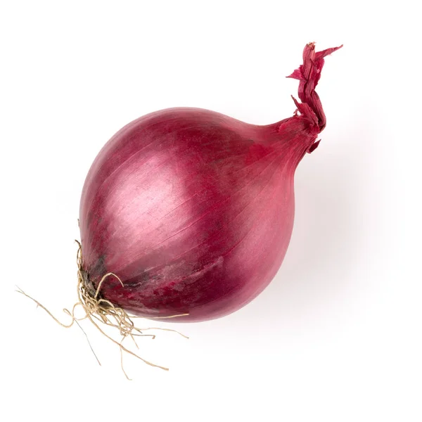 Beyaz arka plan kesme, üstten görünüm izole kırmızı soğan — Stok fotoğraf