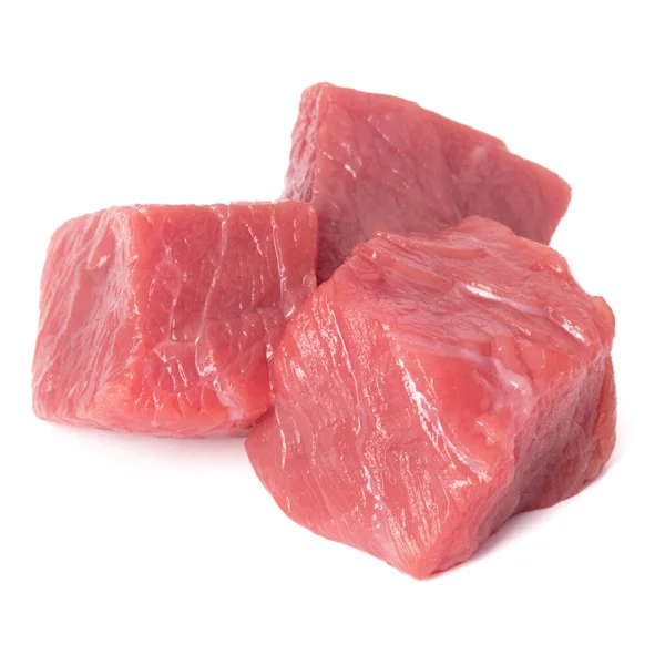 Cru carne picada pedaços de carne isolado om fundo branco cortado ou — Fotografia de Stock