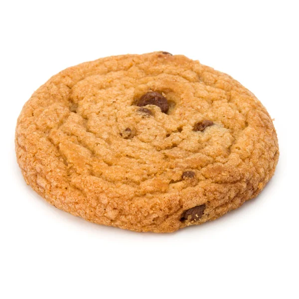 Een Chocolate chip cookie geïsoleerd op een witte achtergrond. Zoete bi — Stockfoto