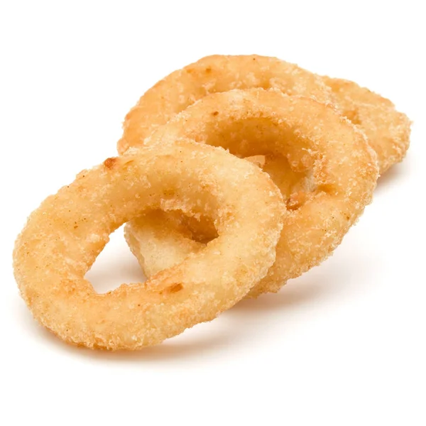 Crispy deep fried onion or Calamari ring isolated on white backg — Stock Photo, Image