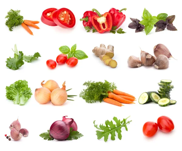 Colección de verduras aisladas sobre fondo blanco. Conjunto de dif —  Fotos de Stock