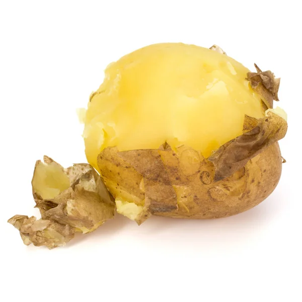 Jeden vařených oloupaných brambor izolovaných na bílém pozadí Vystřižení — Stock fotografie