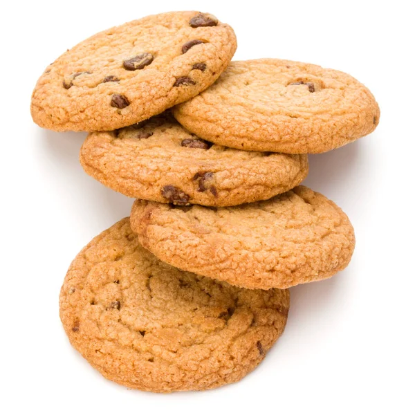 Galletas de chispas de chocolate aisladas sobre fondo blanco. Vizcaya dulce — Foto de Stock