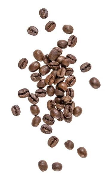 白い背景に分離されたコーヒー豆。トップビュー。平らな横たわる。C — ストック写真