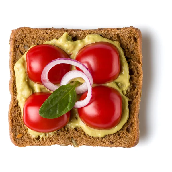 Öppen inför smörgås crostini isolerade på vit bakgrund i — Stockfoto