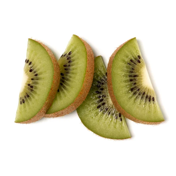 Felii de fructe kiwi izolate pe fundal alb closeup. Jumătate din — Fotografie, imagine de stoc