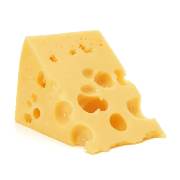 흰색 배경 컷아웃에 고립 된 치즈 블록 — 스톡 사진