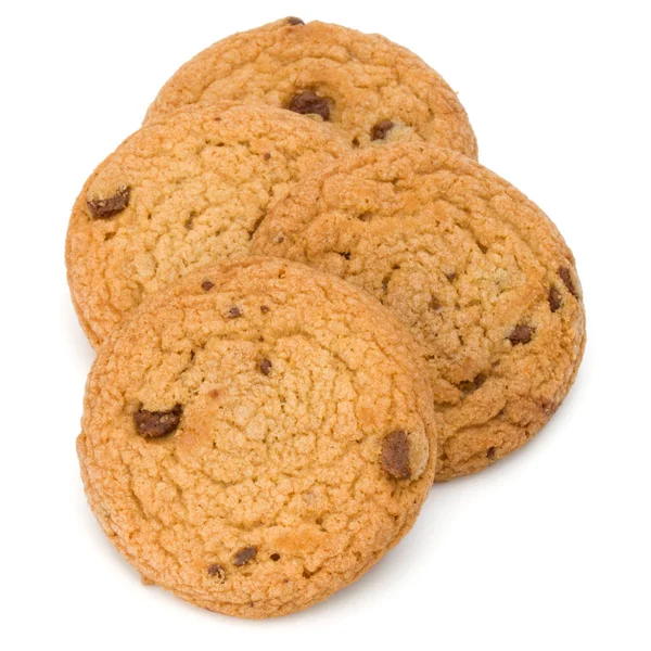 Czekoladowe ciasteczka na białym tle. Słodki biscu — Zdjęcie stockowe