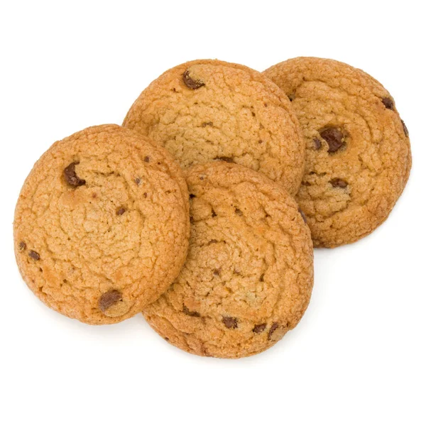 Biscoitos de chocolate isolados no fundo branco. Biscu doce — Fotografia de Stock