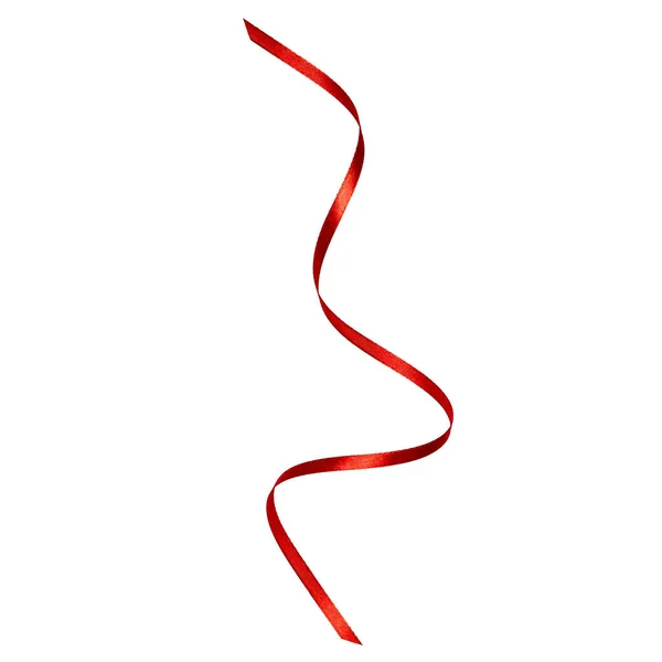 Lesklá saténová stuha v červené barvě, izolované na bílém pozadí clo — Stock fotografie