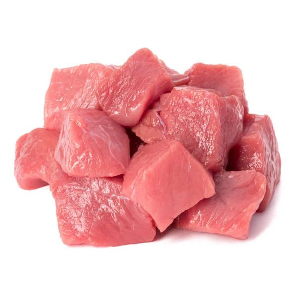 Cru carne picada pedaços de carne isolado om fundo branco cortado ou — Fotografia de Stock