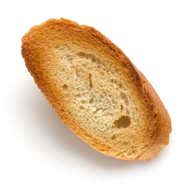 Toasted baguette slice isolated over white background close up. — Stock Photo, Image