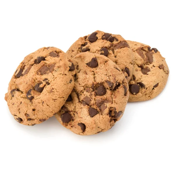 Galletas de chispas de chocolate aisladas sobre fondo blanco. Vizcaya dulce — Foto de Stock