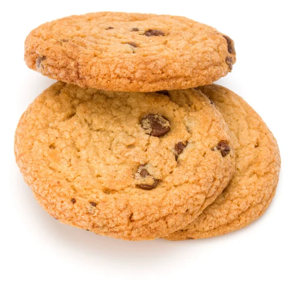 Galletas de chispas de chocolate aisladas sobre fondo blanco. Vizcaya dulce — Foto de Stock