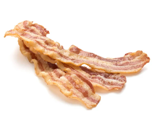 Tranches de bacon croustillantes cuites isolées sur fond blanc — Photo