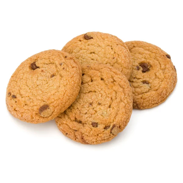 Galletas de chispas de chocolate aisladas sobre fondo blanco. Vizcaya dulce — Foto de Stock