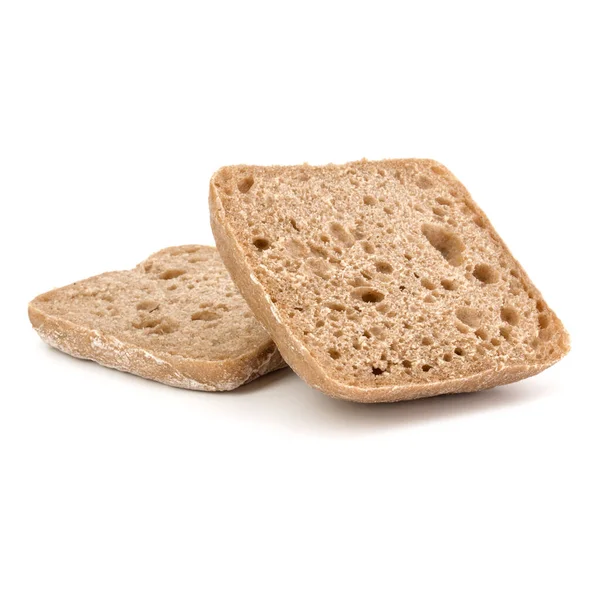 恰巴塔面包上切出的白色背景孤立 — 图库照片
