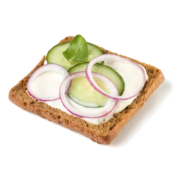 Aperto crostini sandwich faccia isolata su sfondo bianco closeu — Foto Stock