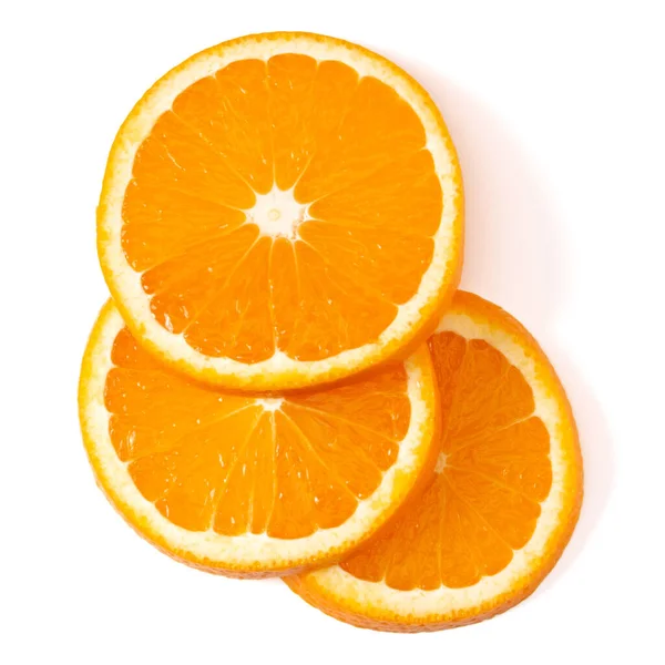 Orange fruit slice layout isolated on white background closeup. — Stock Photo, Image