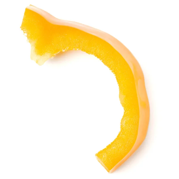 Fatia de pimenta amarela isolada no recorte de fundo branco. Topo vie — Fotografia de Stock