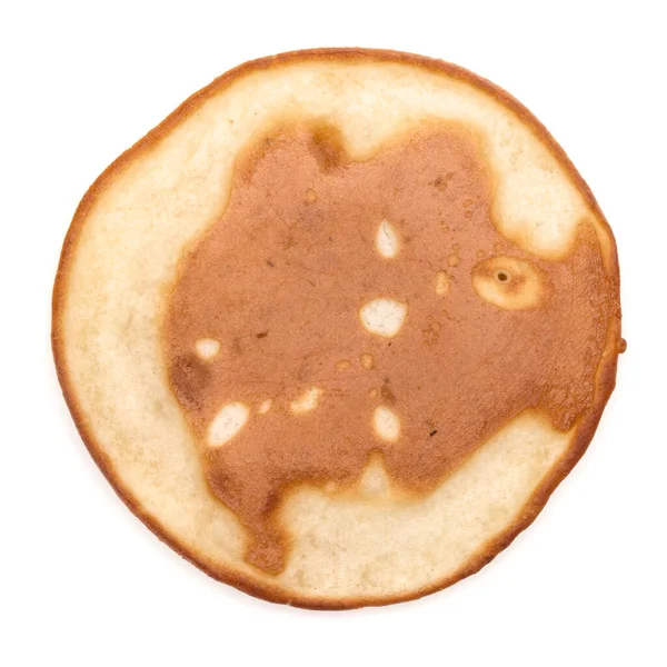 One pancake isolated on white background cutout. Top view. — Stock Photo, Image