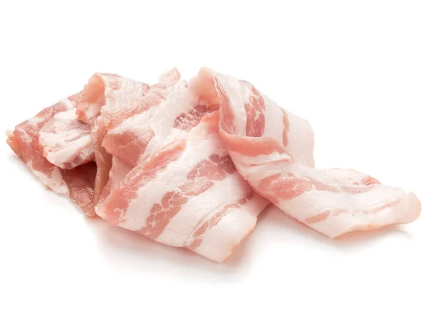 Sliced pork bacon isolated on white background cutout — Stock Image Sliced pork bacon isolated on white background cutout Stock Photo