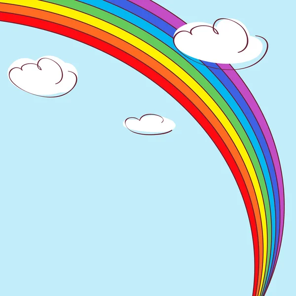 Rainbow a mraky. Světle modrý vektor pozadí. — Stockový vektor