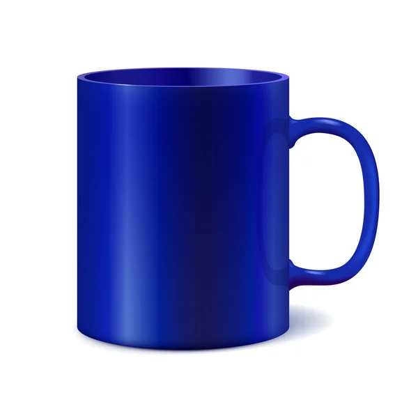 Blue ceramic mug for printing corporate logo. Dark color — Stock Vector