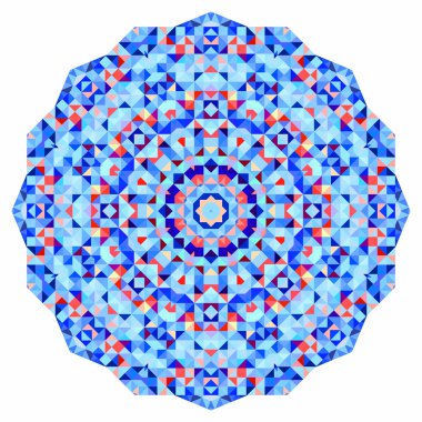 Soyut renkli daire fon. Geometrik mandala. Geometrik şekillerin mozaik afişi