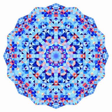 Soyut renkli daire fon. Geometrik mandala. Geometrik şekillerin mozaik afişi