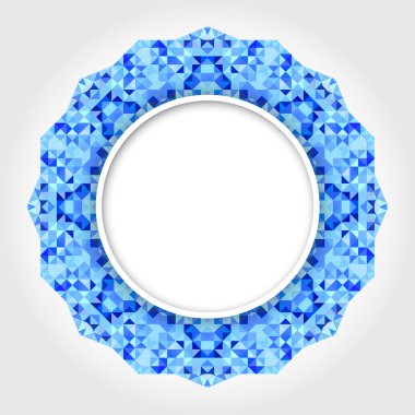 Dijital mavi kenarlıklı soyut beyaz yuvarlak çerçeve