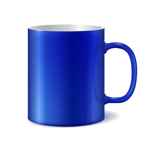 会社のロゴを印刷の青と白の陶器のマグカップ. — ストックベクタ