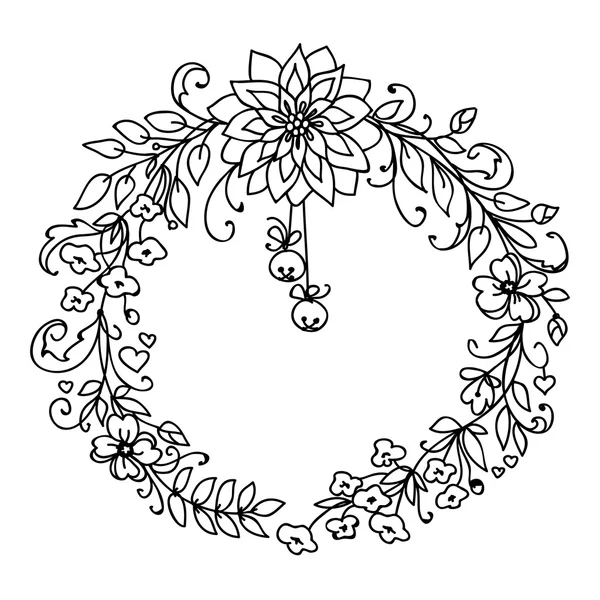 Merry Christmas and New Year wreath with little bells