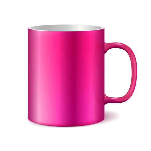 Розовая чашка изолированы на белом фоне. Бланк кружка для брендинга . — стоковый вектор