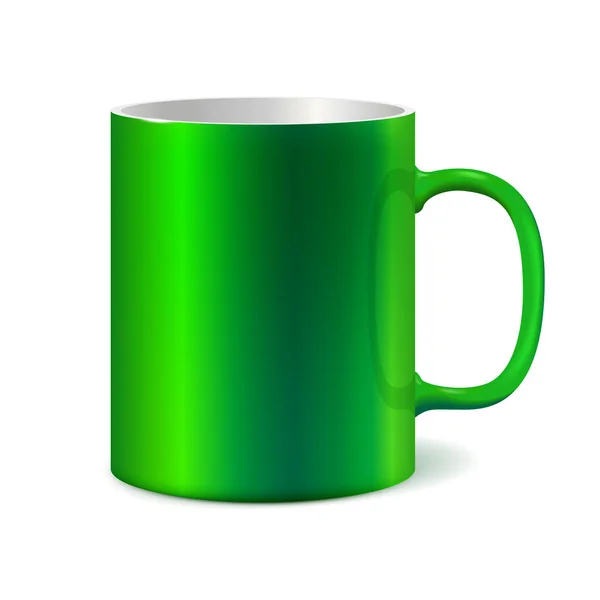 Taza de cerámica verde para imprimir logo corporativo. Color oscuro — Vector de stock