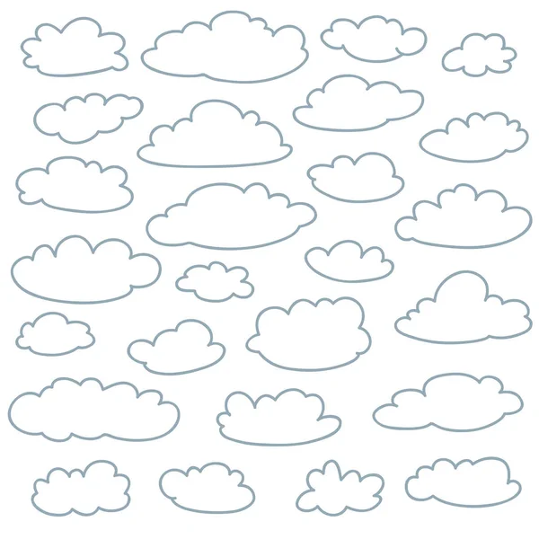 Wolkenumrisse aus niedlichen, einfachen Formen — Stockvektor