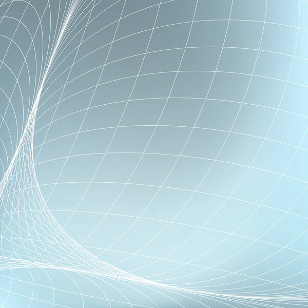 Abstract geometric background. Curves diverging fine lines in perspective