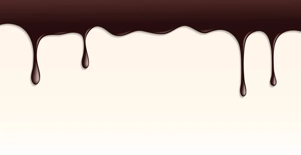 Melted Dark Chocolate Dripping on White Background — Stock Vector