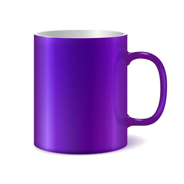 Caneca de cerâmica violeta para impressão do logotipo corporativo. Cor escura — Vetor de Stock