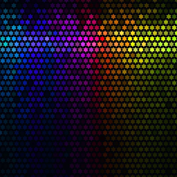 Multicolor abstract licht disco achtergrond. Ster pixel mozaïek vector. — Stockvector