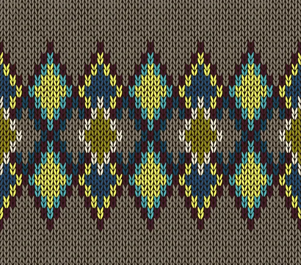 Nahtloses Muster. stricken wollenen trendigen Ornament Textur. Stoff Farbe Tracery Hintergrund. — Stockvektor