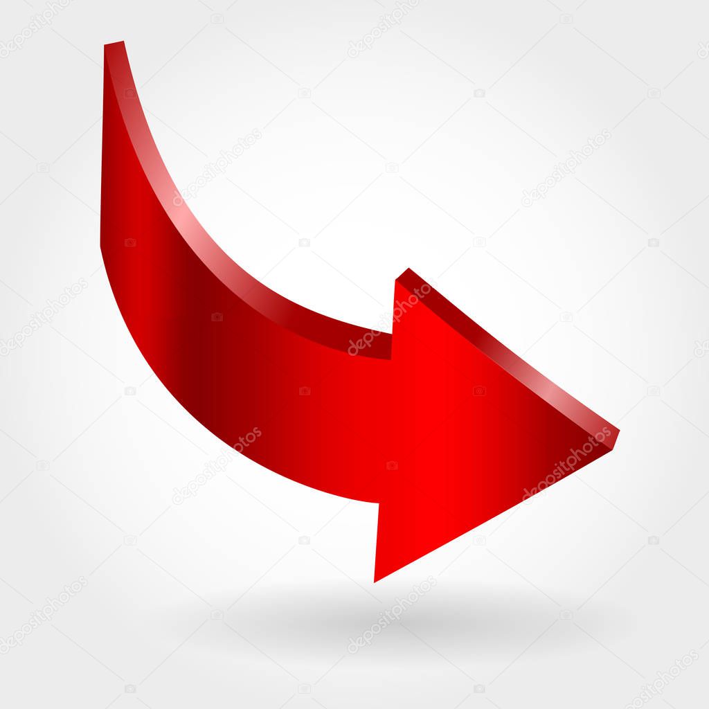 Red arrow and neutral white background. 3D illustration
