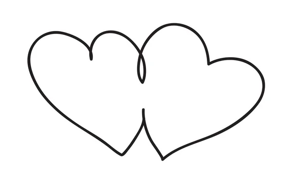 Hearts. Continuous line art drawing. Love and friendship concept. Black and white vector illustration — 스톡 벡터